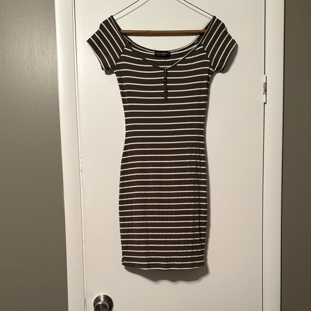 Striped Brown and White Dress